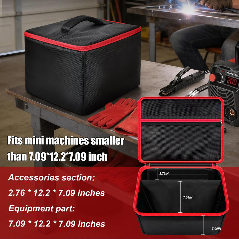 Welding Machine Storage Bag for Hpoouo/for ARCCAPTAIN/for YESWELDER Stick Welder, Portable Welder Carrying Case with Adjustable Divider & Mesh Pocket for Rods, Gloves, Clamp(Box Only)-Black Black