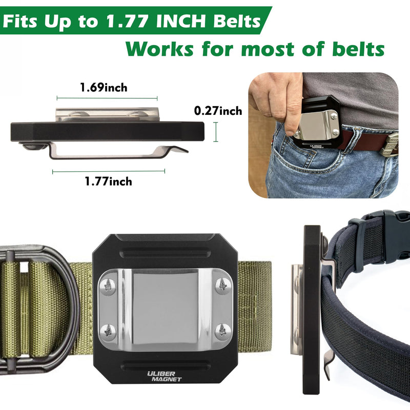 ULIBERMAGNET Drill Holder Belt Clip,Heavy Duty Clip-On Tape Measure Belt Holder,Soild Aluminum Tools Holster with Belt Clip Hook for Cordless Drill,Impact Driver,Tape Measure,Tools with Hanger Clips