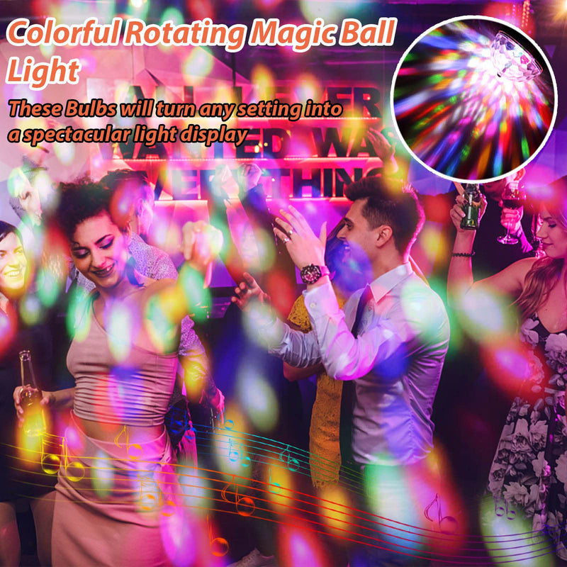 2 Pack Colorful Magic Rotating Ball Light, LED Plug in Disco Ball Light, RGB Disco Light Bulb, Party Lights Dj Disco Lights with Sockets for Home Room Dance Parties Bar Karaoke 2 Pack