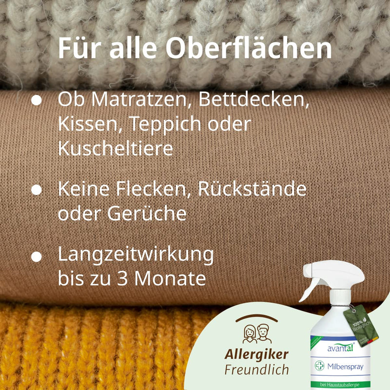 avantal® mite spray for mattresses 500ml - odorless anti-mite spray for allergy sufferers - long-term and effective fight against house dust mites (1) 1 - PawsPlanet Australia