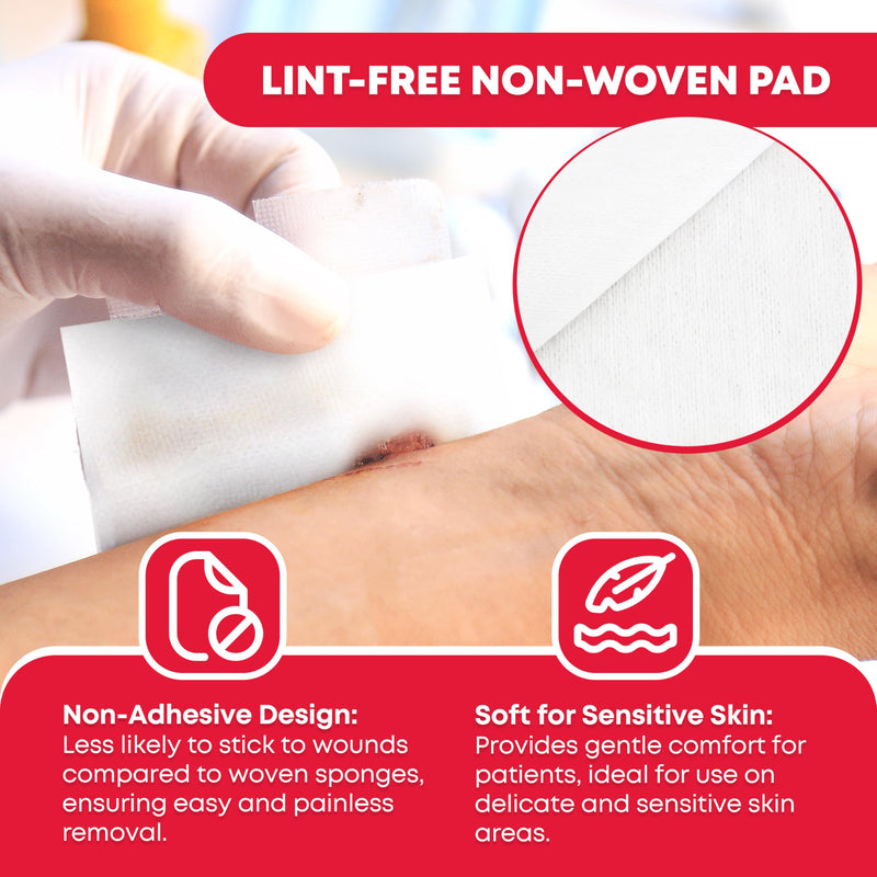 Ever Ready First Aid Non-Woven Sponges, Wound Care, Skin Care, 4" x 4", 4 Ply - 800 Count 4" x 4" (4 Packs of 200)