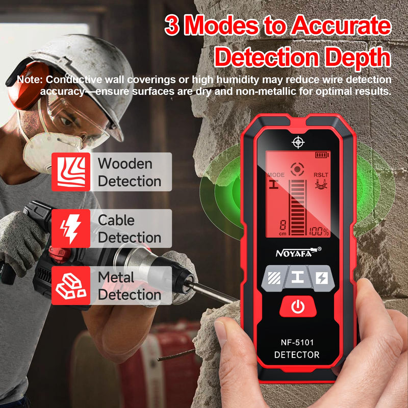 NOYAFA Stud Finder Wall Scanner,5-in-1High Precision Stud Finder for Wood AC Live Wire Metal Magnetic Studs Detection, HD LCD Display, Automatic Calibration, Audio Alarm, IP54 Waterproof