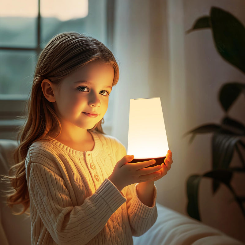 LED Night Light Bedside Lamp Touch and Remote Control Dimmable Tabletop 13 Colors Changing 5 Brightness Adjustable Rechargeable Portable Lamp for Baby Kids Bedroom Living Room Outdoor Camping A - Light Brown