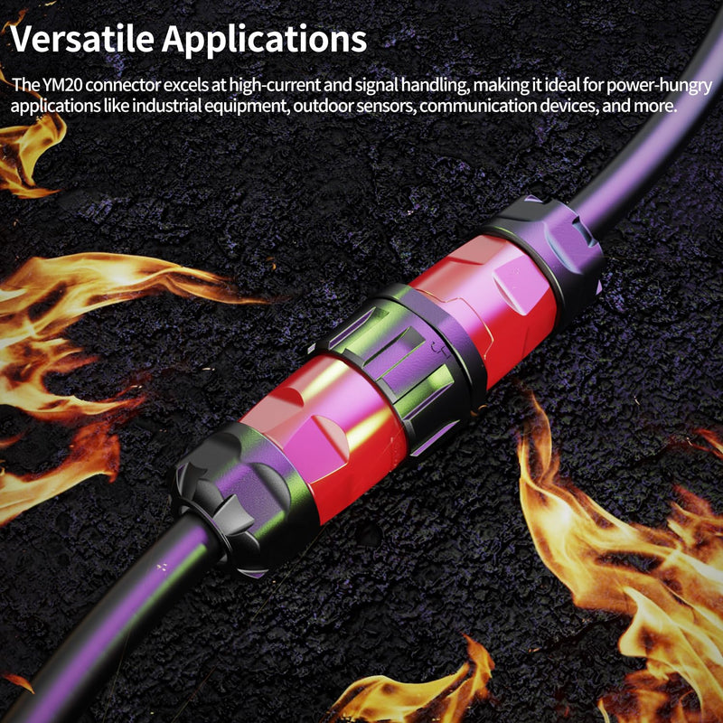 CNLINKO YM-20 4 PIN Industrial Waterproof Connector,IP68 Circular Connector,PBT Plastic Shell Quick Plug Aviation Connector M20 Male Plug and Female Plug 4-Pin