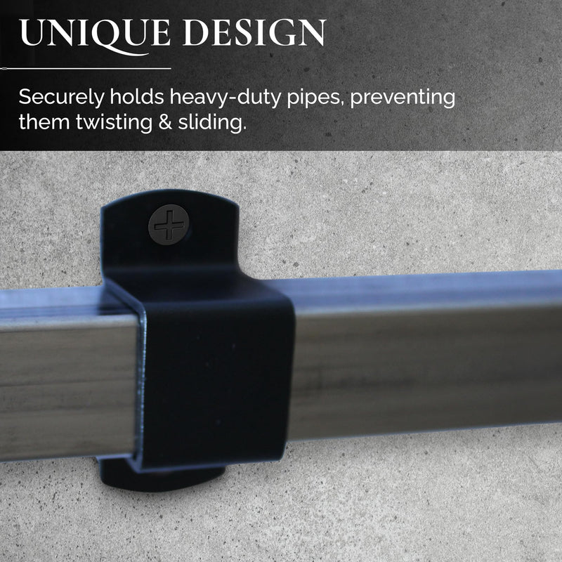 2x2" Square Tube Strap Clamp, Powder Coated Black, bracket clamp U-type - 4-Pack 2"x2"