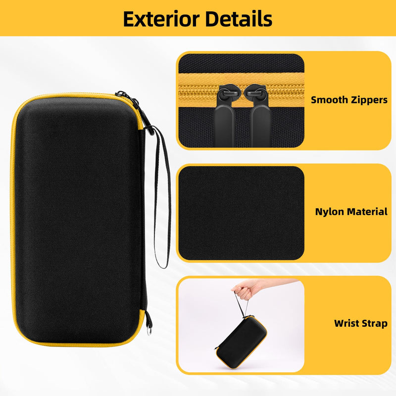 Case for Fluke 62 Max/ 62 Max+/ 64 Max/ 59 Max+ Infrared Thermometer, Hard EVA Protective Carrying Bag with Mesh Pocket, BLACKYELLOW (CASE ONLY)