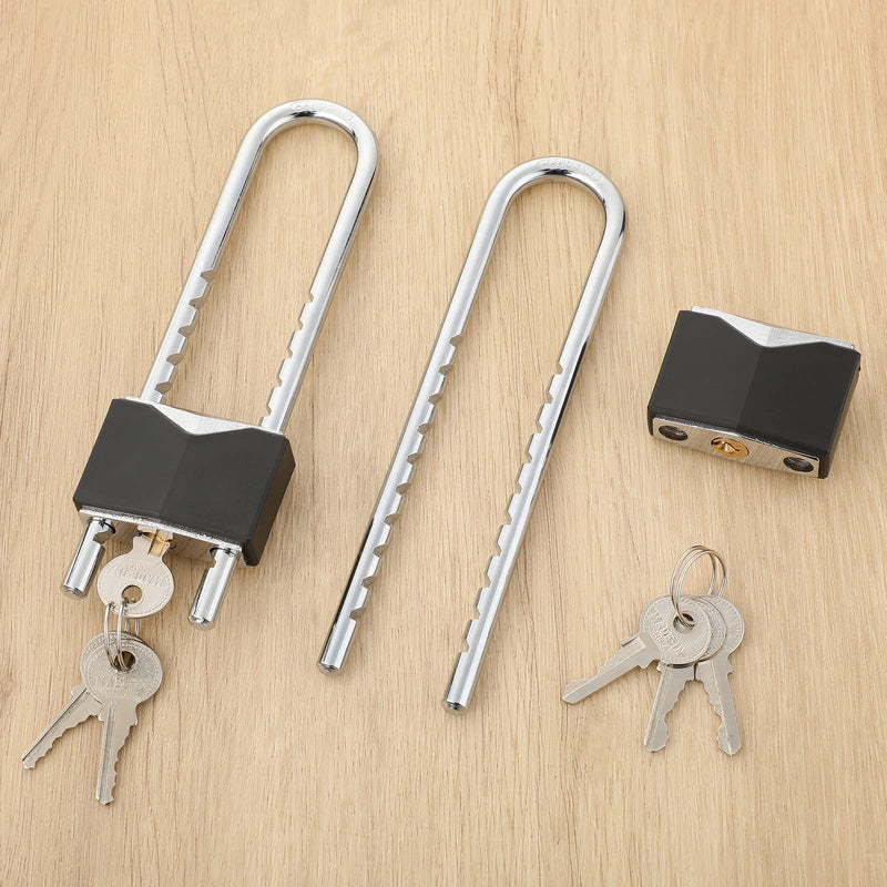 4 Pcs Long Shackle Padlock with Key 2 Inch Solid Brass Removable Adjustable Length Black Shackle for Gates, Cabinets, Motorcycle, Bike Lock
