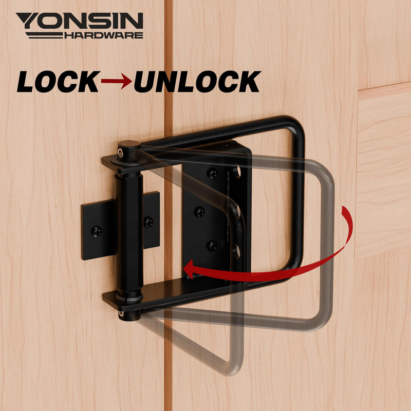 Heavy Duty Gate Latch with Handle, Side-to-Side Swinging Barn Door Latch, Black Fence Gate Latch for Wooden Fence, Shed Door, Integrated Design