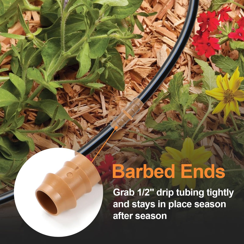 25 Pieces Drip Irrigation Coupling Fittings, 1/2'' Drip Line Barbed Coupler Connectors for 5/8", 1/2", .700" Drip Tubing for Garden Drip Sprinkler Systems