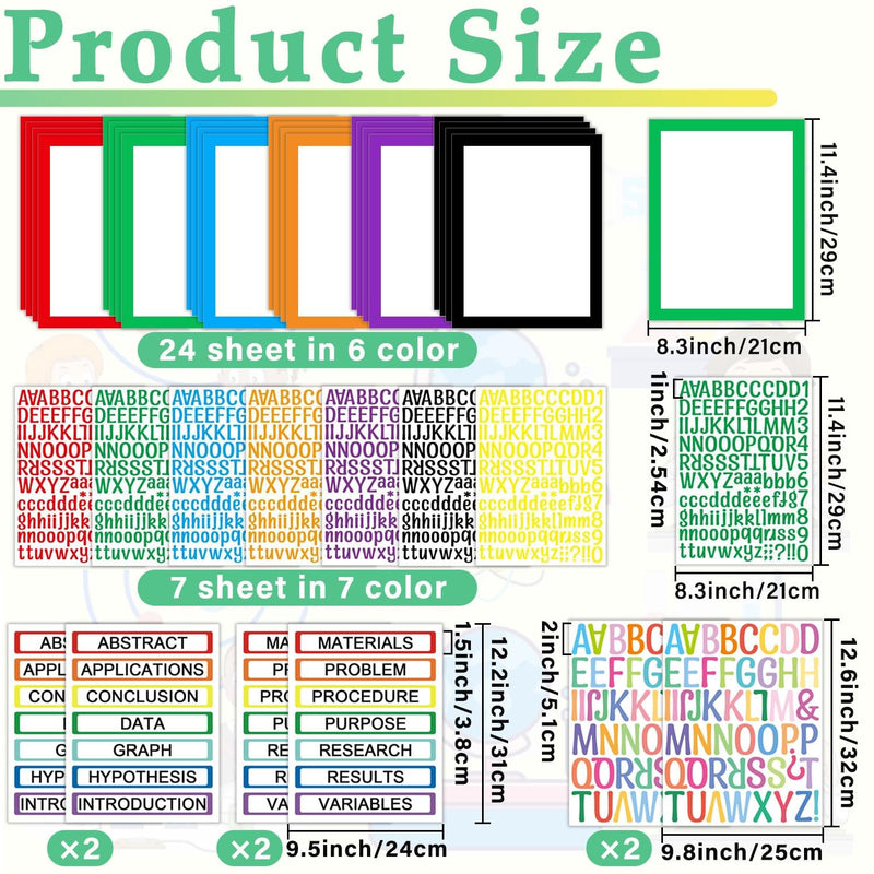 37 Colorful Sheets Science Fair Board Supplies Self Adhesive Presentation Science Subtitles Science Fair Project Titles Personalized Letter Sticker Supplies for Classroom Office