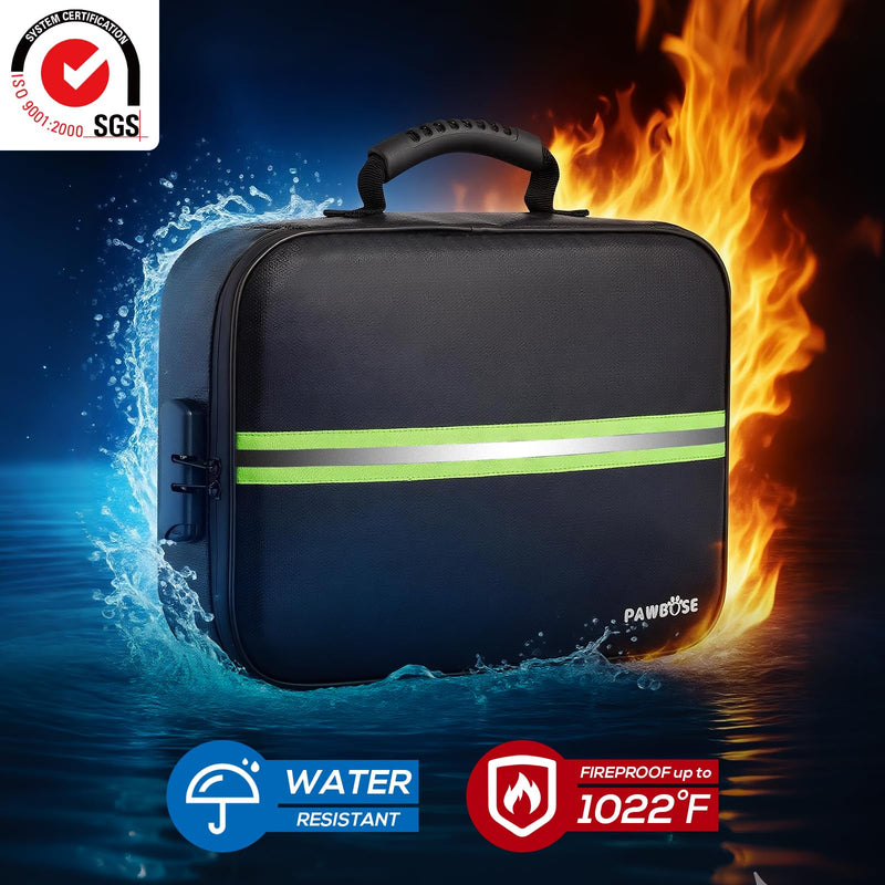 Fireproof Document Bag with Lock, Upgraded Fireproof, Heat Insulated & Waterproof Box for Document,Portable Storage for Home and Travel, Suitable for Document and Laptop XL Soft Fireproof Bag