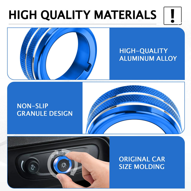 for 2024-2026 Buick Envista & Encore GX Accessories (Not fit Avenir Trim) - 5PCS Aluminum Alloy Knob Cover Trim Kit (Blue), Anti-Slip Design, Interior Upgrade & Knob Protection Dark-Blue