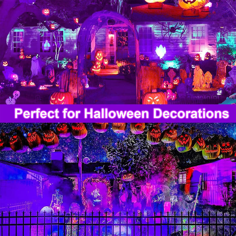 2 Pack 10W 48 LED Black Light Bars 1Ft 395-400nm UV Blacklight Tube with 5.9Ft Cord+Plug+Switch Linkable Black Light Fixtures for Bedroom Fluorescent Poster Body Paint Halloween Glow Party 2Pack