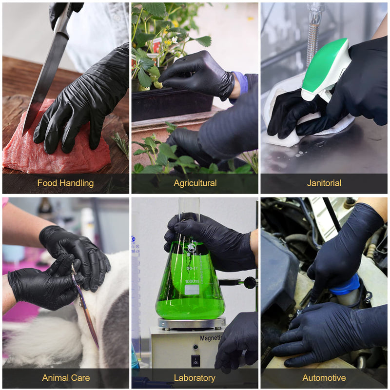 TitanFlex Disposable Nitrile Exam Gloves, 6-mil, Black, Heavy Duty Disposable Gloves, Cooking Gloves, Latex Free, Powder Free 100 Large