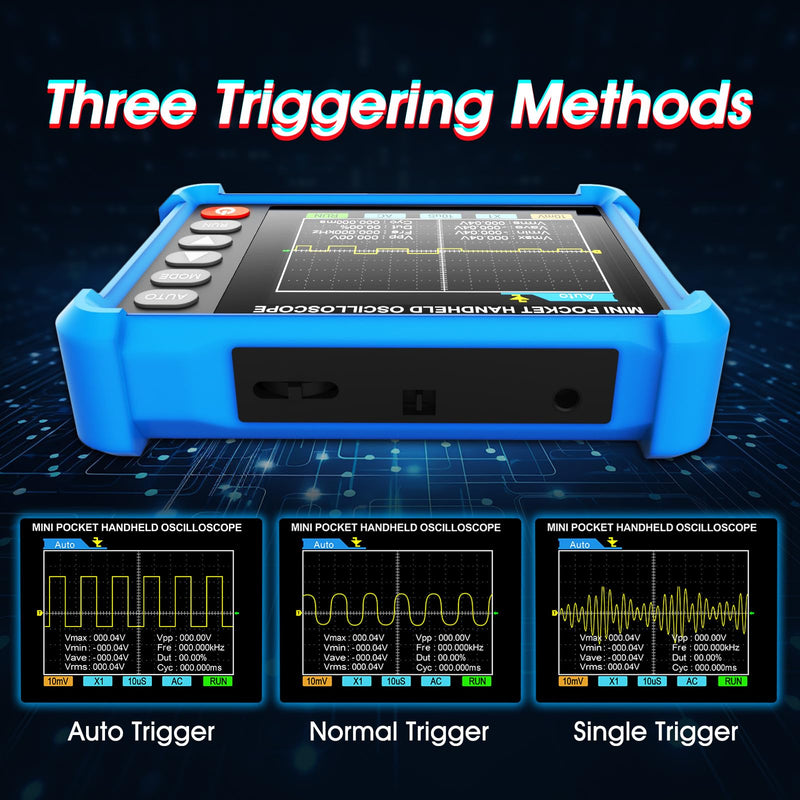 Handheld Oscilloscope, 2.8" TFT Digital Tablet Oscilloscope with 250KHz Bandwidth, 2.5MS/s High Sampling Rate, Auto Trigger, Portable Mini Oscilloscope Kit for Home, Electricians, DIYer