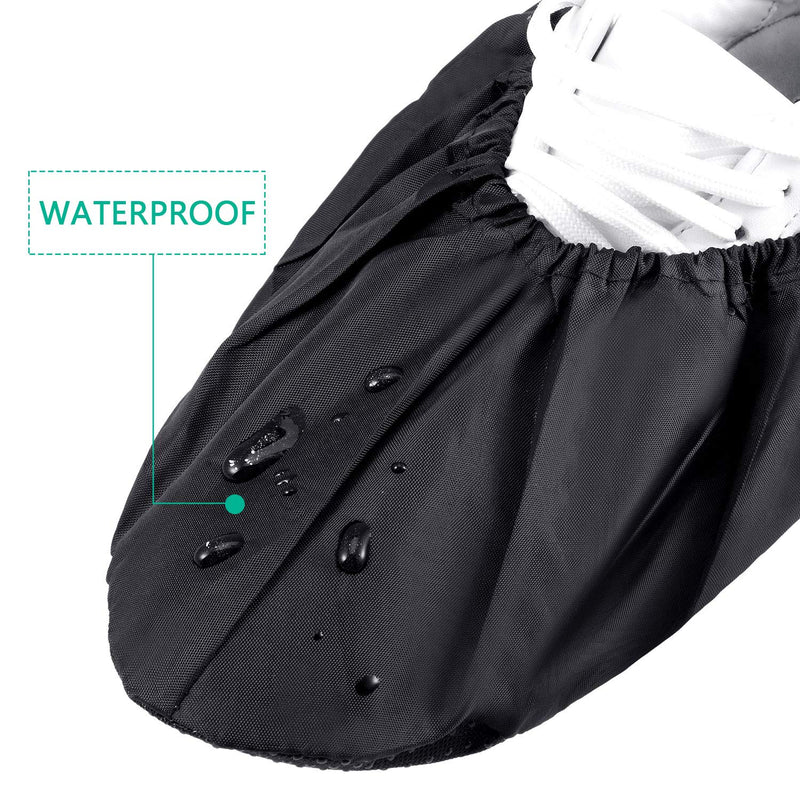 8 Pairs Non Slip Reusable Shoe Covers Waterproof Boot Covers for Household Carpet Floor Protection Machine Washable (Black) Black