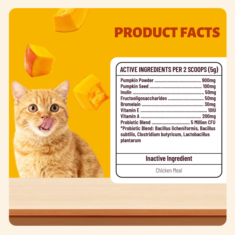 Pumpkin Powder for Dogs & Cats, Digestive Supplement with Probiotics, Prebiotics & Pumpkin Seeds, High Fiber Gut Health & Stool Support, Chicken Flavor Food Topper, 3.88 oz