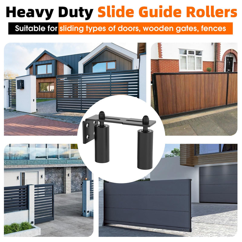 Sliding Gate Guide Roller, 6" Nylon Wheels, Black-2pcs 6in