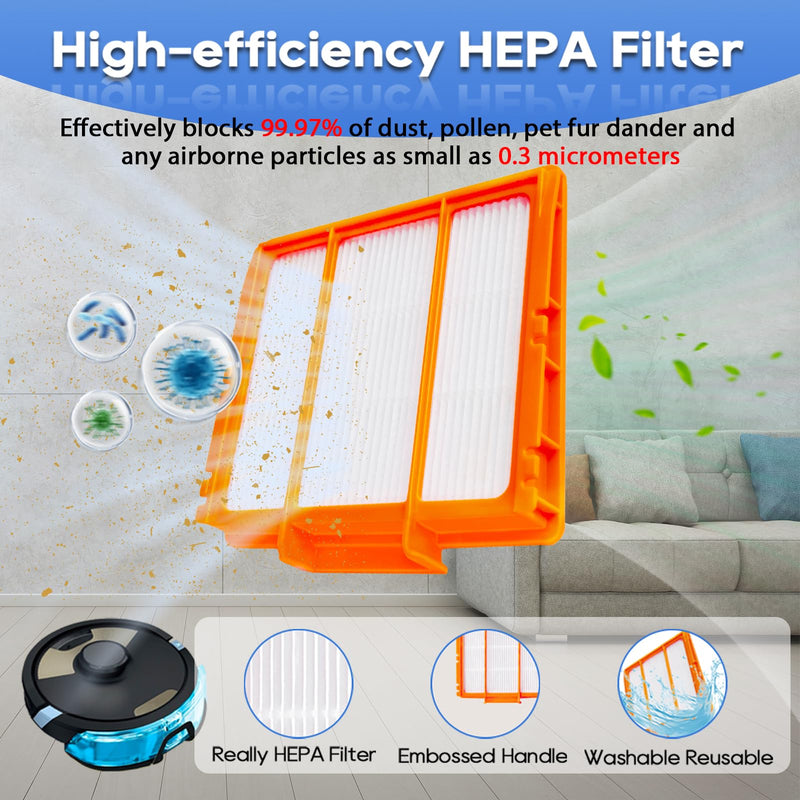 8 Mop Pads Replacement Parts for Shark RV2610WA RV2620WA RV2410WD AV2610WA AI Ultra 2- in-1 Matrix Clean Robot Vacuum models Spare Parts Accessories, 8 Mop Pads, 2 HEPA Filter, 4 Side Brushes