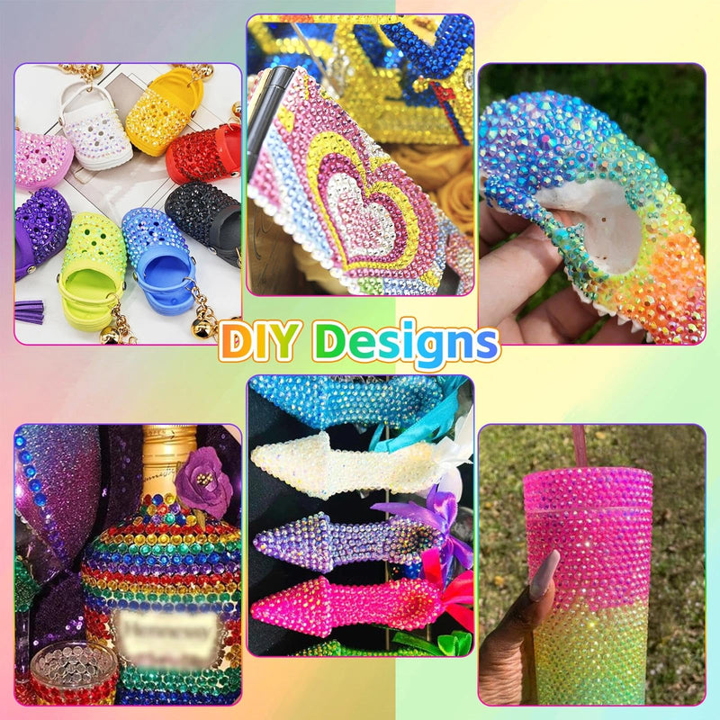 32000Pcs Rhinestones for Bedazzling Kit with Tools, 3mm Flatback Resin Gems for Crafting, Colorful Resin Rhinestones Bedazzler Kit for Clothing Shoes DIY Tumblers & Face Makeup S1