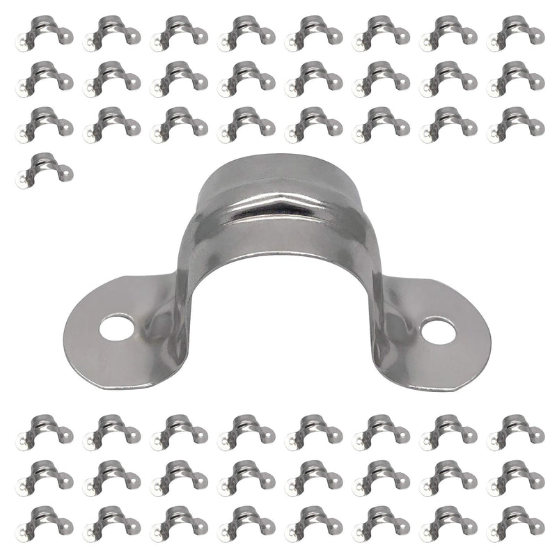 1/2inch Rigid Pipe Strap Clamp, Two Hole Strap,U Bracket Tube Clip, Stainless Steel Heavy Duty Pipe Fasten Holder, 50Pcs (20mm) 1/2inch(20mm)