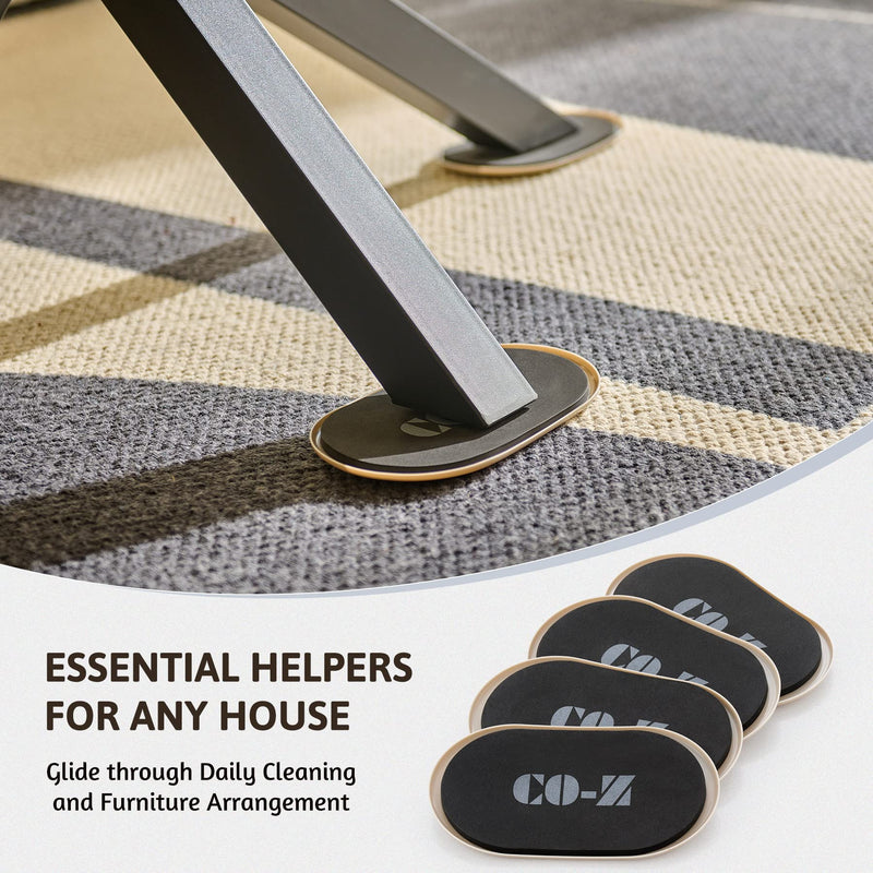 CO-Z Large Furniture Sliders - 4 Pack, 6" x 9 1/2" Oval Reusable Furniture Sliders for Carpet, Heavy-Duty Furniture Gliders Movers for Hardwood Floors, Plastic Moving Pads for Heavy Furniture 9 1/2" Oval-4 Pack