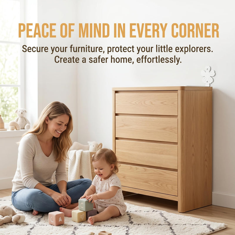 Furniture Anchors for Baby Proofing – Heavy-Duty Wall Anchors to Secure Dresser, Cabinet, Bookcase,Securing 800 lbs Decoration Aesthetic Creative Ideas (4 Pack) 4 PACK