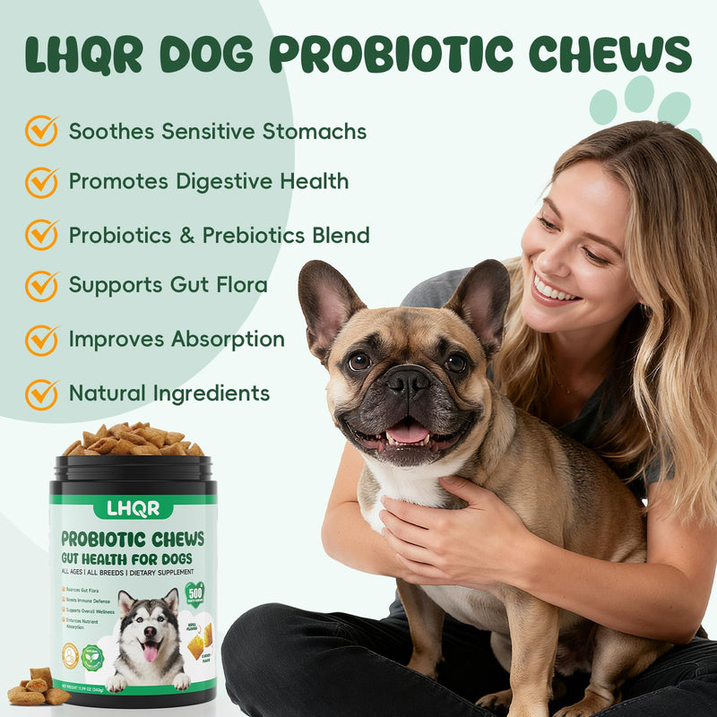 Probiotics for Dogs, Probiotic Chews for Dogs Supports Digestive Health and Immune Soft Chews for Gut Health Itchy Skin Diarrhea Gas Natural Supplement, 500ct Chicken Flavor