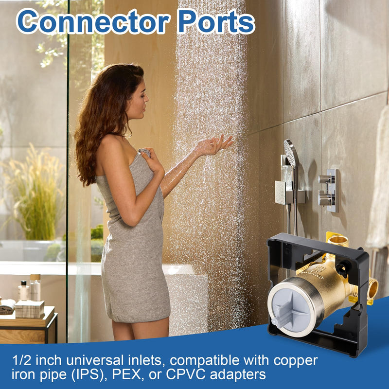 R10000-UNBXHF Shower Valve Body Compatible with Delta MultiChoice Tub Faucet and ShowerHead, Fits Single/Dual Function Shower Handle Trim Kit without Screwdriver Stops R10000-UNBXHF