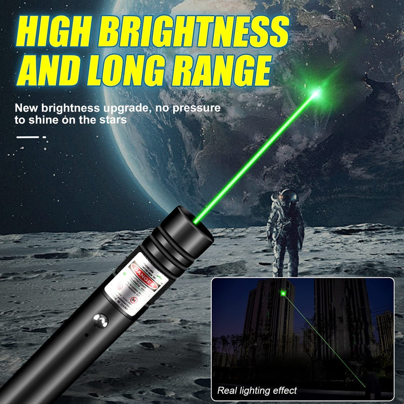 Flashlight with Green Laser Pointer, Rechargeable Laser Pointer High Power for TV/LED/LCD Screens Presentation Office, Outdoor Uses, Adventure, Professional Business Gifts