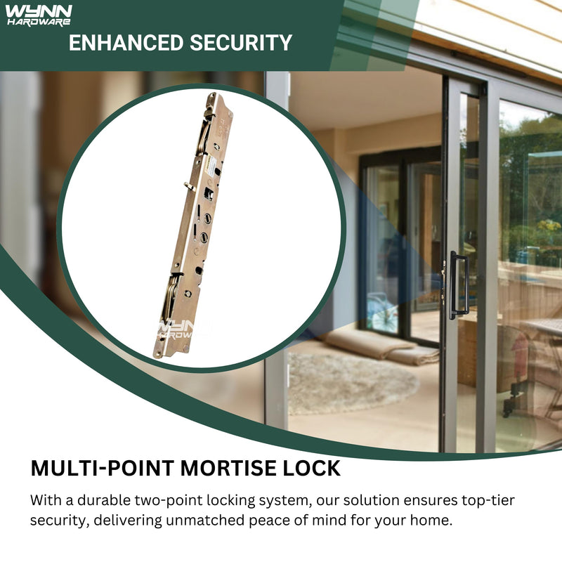 Amesbury Truth Dual Point 9-15/16" Mortise Lock (No FacePlate) with Anti-Slam Pin for Sliding Patio Glass Door Locking Mechanism Replacement | Fix and Repair Door Hardware Lock Set - Alloy Steel