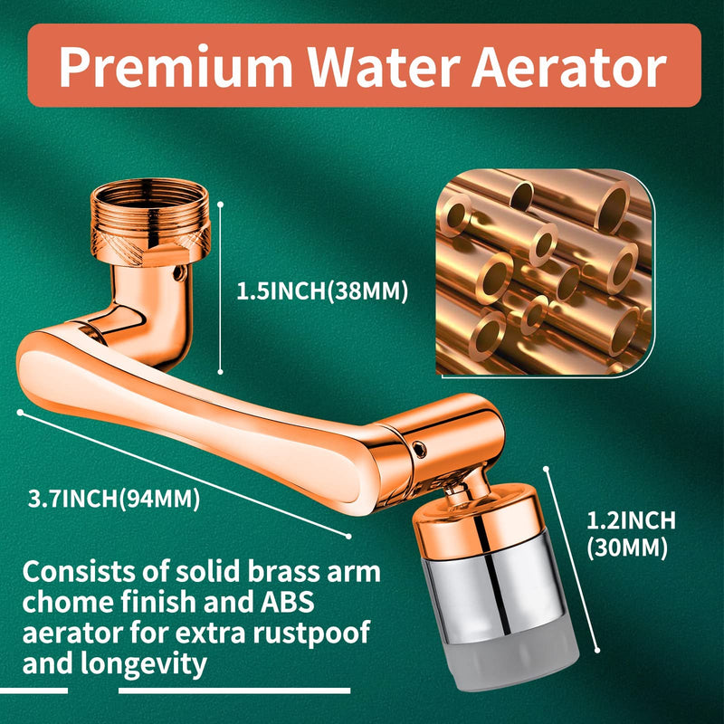 CECEFIN 1080° Swivel Faucet-Extender Sink-Aerator - 2 Mode Splash Water Filter Extension, Kitchen Bathroom 360° Rotatable Spray Attachment, Multifunctional Universal Robotic Arm -Wash Hand/Hair/Face A- Swivel Faucet Aerator