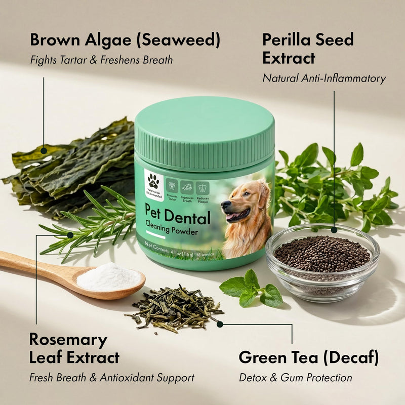 Dog Dental Powder – Dog Breath Freshener – Pet Dental Powder – Plaque and Tartar Remover for Dogs – Natural Dog Teeth Cleaning for All Breeds and Sizes – Oral Care Supplement for Pets 4.09oz
