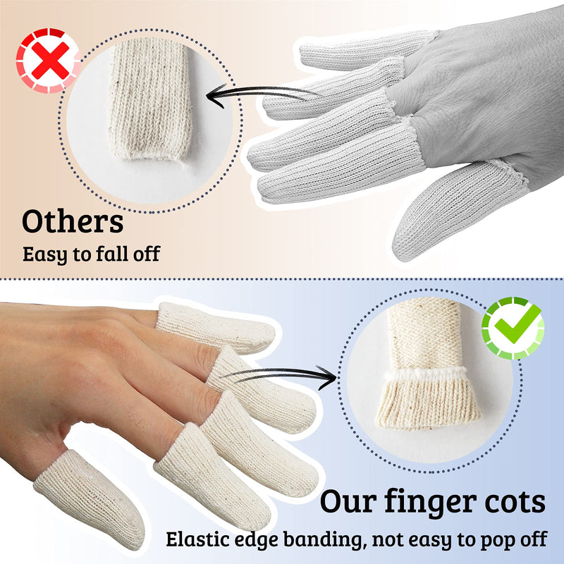 MIG4U 10 Pcs Cotton Finger Cots, Reusable Finger Protectors for Cuts Wounds, Arthritis, Eczema, Bruises, Calluses, Cracking Thumbs Healing, Fingernail Caps/Stall/Cushion/Cover (Not 10 Pairs) S/M