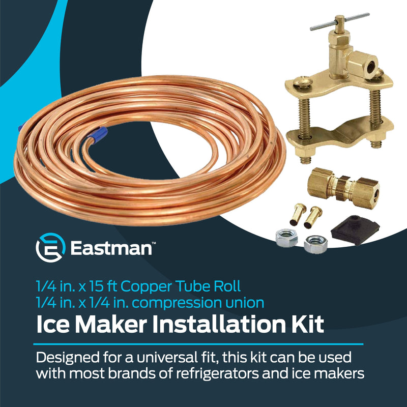 Eastman Ice Maker Installation Kit, 1/4 Inch x 15 Foot Copper Tube, 48398