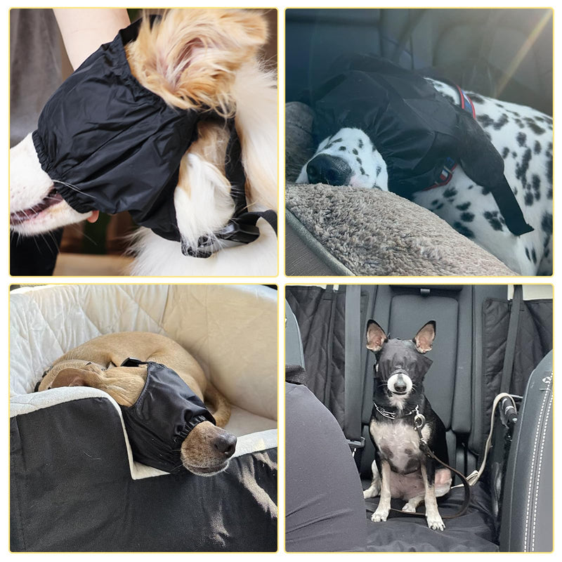 Dog Calming Cap Eye Mask, Nylon Cap Eye Mask for Dog Anxiety Relief, Puppy Pet Calming Dog Mask with Adjustable Neck Strap, for Small Medium Large Dogs Grooming Anti Car Sickness,Shading Black(S)