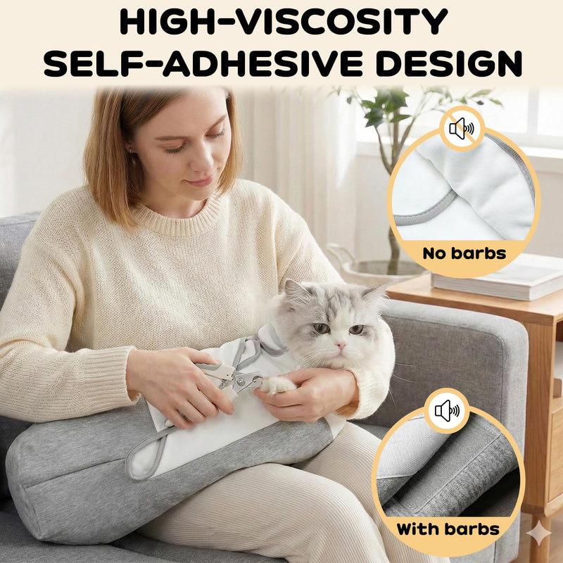 Cat Grooming Wrap, Self Adhesive Cozy Cat Wrap for Cutting Nails, Anti-Escape Calming Cat Swaddle Wrap for Medicine Ear Cleaning, Anti-Scratch Cats Burrito Restraint Blanket（12-28lbs）