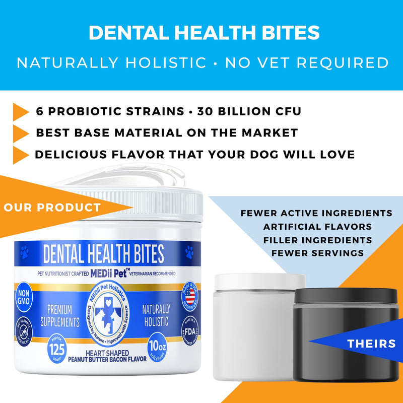 Soft Dog Dental Chews: Cleans Dog Teeth + Dog Breath Freshner. Removes Tartar & Plaque. Comparable to Greenies and Dentastix, for All Dog Teeth Cleaning. 10oz 125 Hearts Tasty Flavor - PawsPlanet Australia