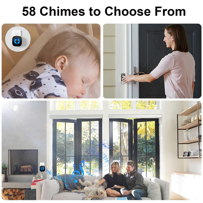 Wireless Doorbell - PHYSEN Door bell Chimes with Mute Mode - 58 Ringtones&5 Volume Levels Operating at 1300-ft Range LED Strobe, 2 Transmitters+3 Receivers Waterproof Doorbell Kit for Home/Classroom 2 Buttons + 3 Receivers