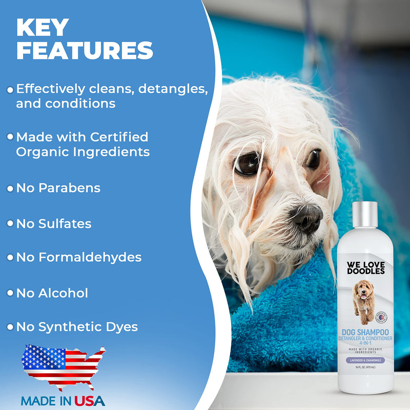 We Love Doodles Puppy Shampoo (Lavender) & 4-in-1 Shampoo (Lavender) Bundle - Puppy Shampoo and Conditioner & 4-in-1 Shampoo Kit - Tear Free & Best Smelling - Made in USA - PawsPlanet Australia