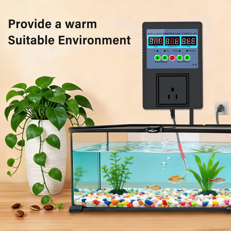 Intelligent Digital Temperature Control Sensor Regulator 100V-240V 15A -20℃-120℃ Heating/Cooling Thermostat Control Switch with LED Display Monitor,Suitable for Incubators,Brooders,Refrigerators