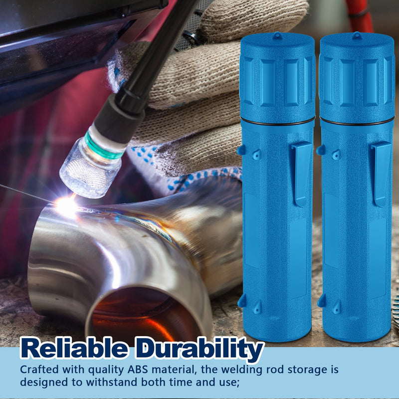 Zonon 2 Pcs Welding Rod Storage Tube 14 Inch Stick Electrode Storage Container Airproof Waterproof Canister (holds 350mm / 13.7in Rods)(Blue) Blue