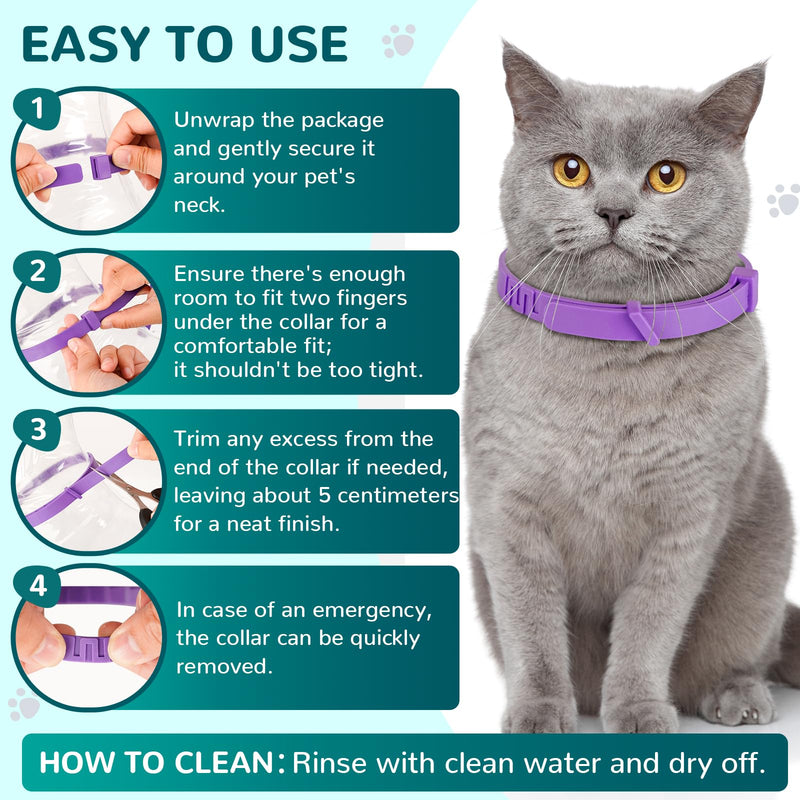 Calming Collar for Cats, Pheromone Collar for Cat Anxiety Relief, 60 Days Adjustable Waterproof TPE, Cat Calming Collars Helps Calm During Loud Noises and Separation (Black, 2 Pack) Black - PawsPlanet Australia