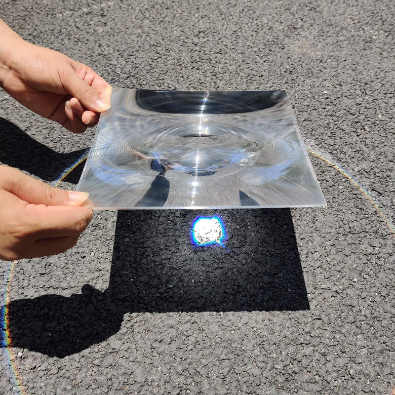 Fresnel Lens Magnifier, 200x200mm, Focal Length 210mm, Acrylic Lens (not Glass), for Physics Classroom, Solar Heating, Magnifiying, Fire Starter. (Focal Length 210mm)
