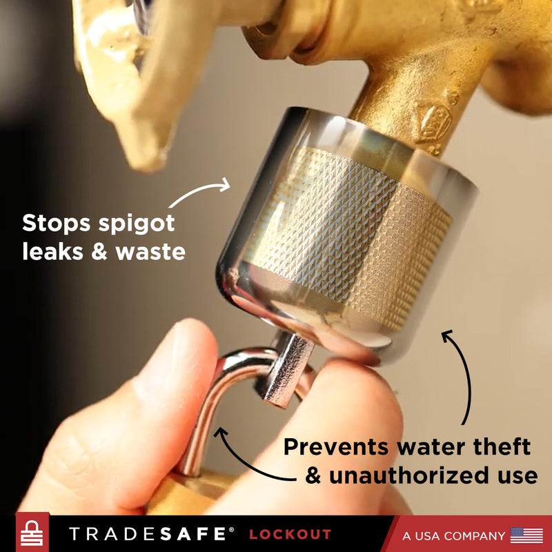 TRADESAFE Water Spigot Lock - Premium Hose Bib Lock, Faucet Locks Outdoor with Keyed Padlock, Outdoor Faucet Lock, Durable Outside Faucet Child Lock, Prevent Water Theft, Unauthorized Water Use