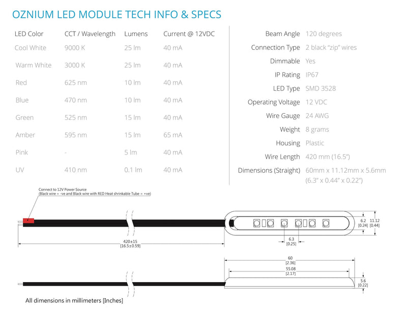Oznium LED Modules (Straight Black, UV LED) Straight Black