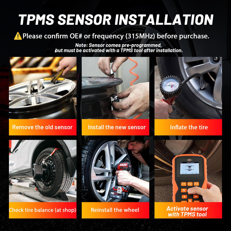 TPMS Sensor GM, 4-Pack 315MHz Tire Pressure Sensor Replacement for Chevy Silverado GMC Cadillac Buick – OE# 13598771 13598772 13586335 13581558 - NewNest Australia