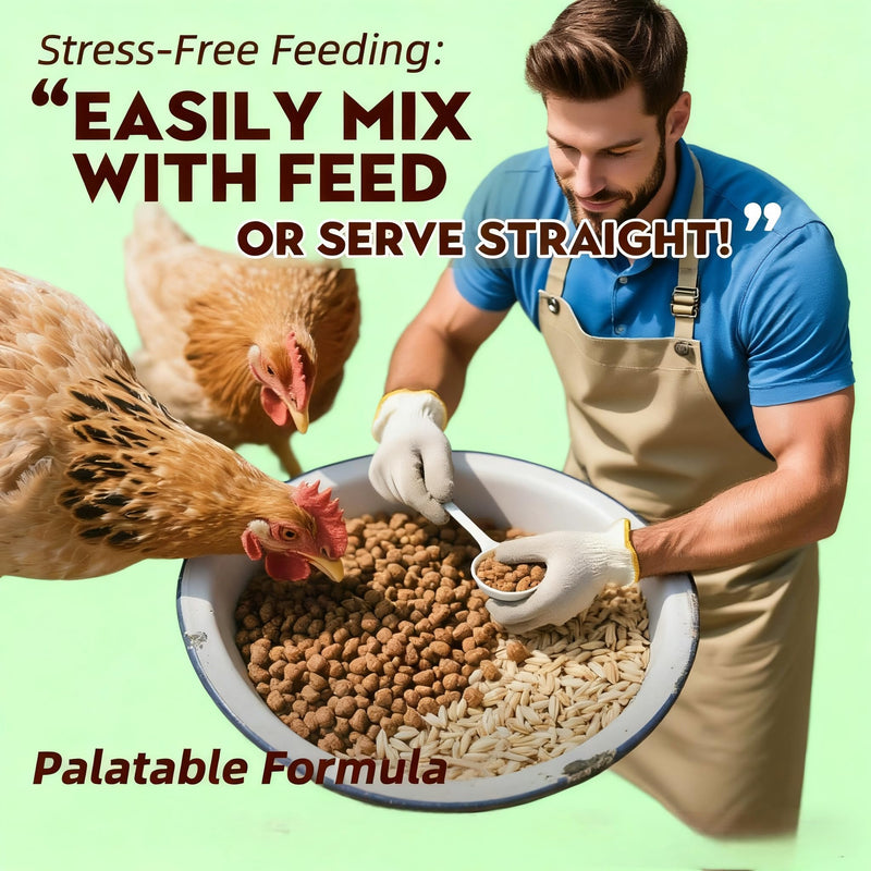 Natural Chicken Dewormer Powder - Chili Flavor | All-Natural Poultry Worm Treatment for Hens & Birds | Easy-Mix Feed Supplement | Safe for Eggs | No Withdrawal (1LB Pouch)