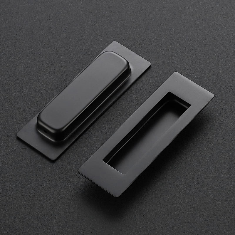 Ravinte 4 Pack Black Sliding Closet Door Handles Black Flush Pulls 4.72in Length Recessed Finger Pulls for Sliding Barn Door Sqaure Cabinet Pulls Stainless Steel 120mm Black 4 Pack