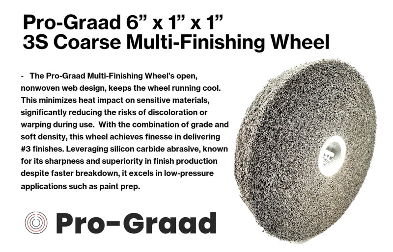 Multi-Finishing Wheel – 6” x 1” x 1” 3S Coarse Grit Silicon Carbide - Stainless Steel Finishing Convolute Wheel – for #3 Finish - 93021-1 Pack 6" x 1" x 1" 3S Coarse